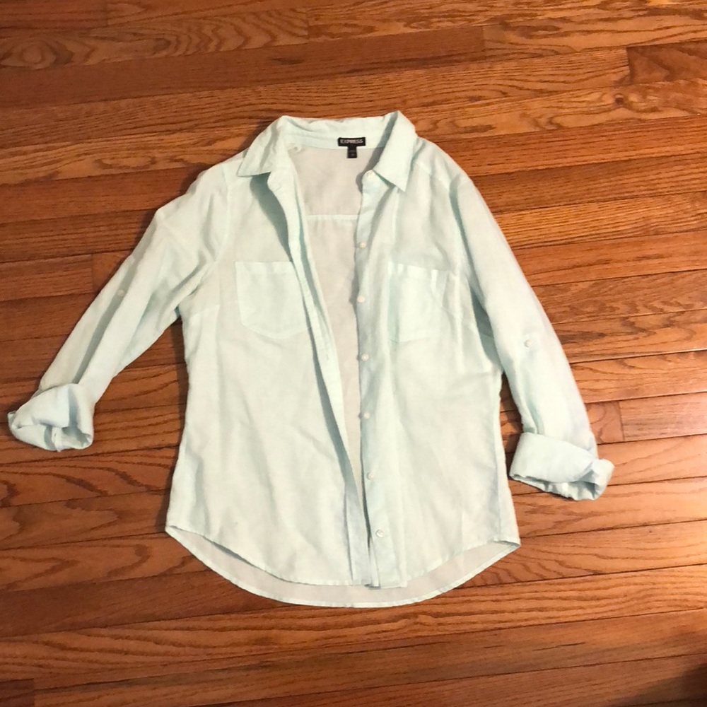 Express mint green button up shirt